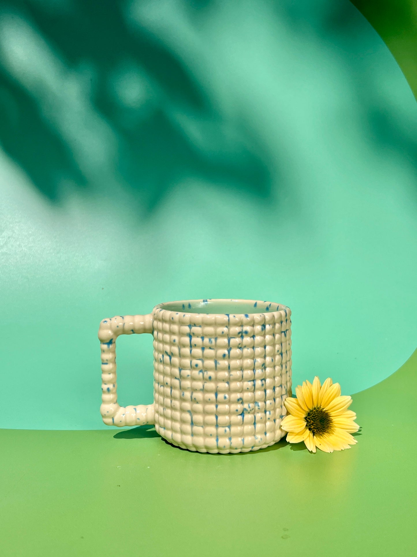 Gozarian Mug with Big Dimple Texture in Aqua Fleck