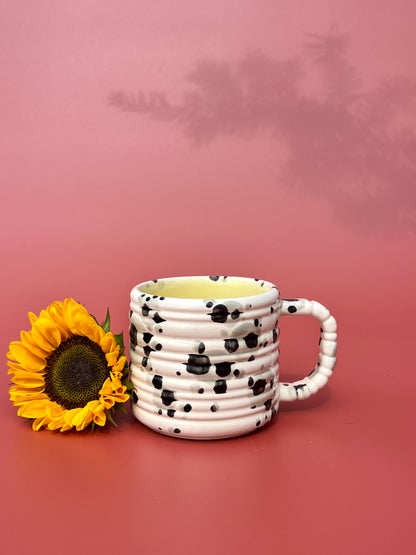 Rizzo Mug with Horizontal Texture in White and Black Splotch