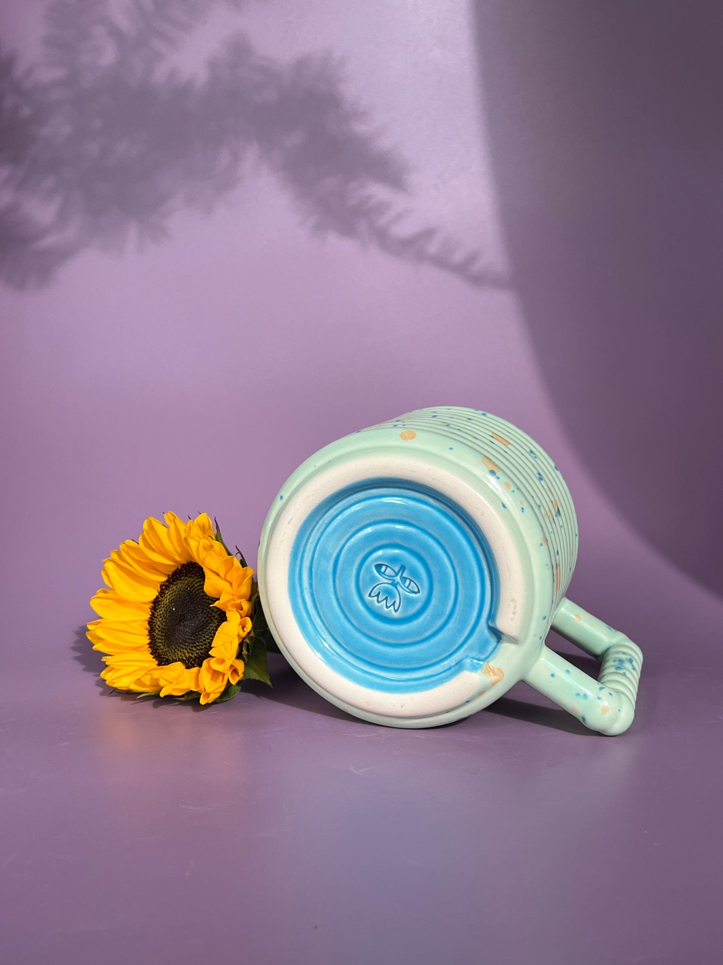 Gozarian Mug with Horizontal Texture in Orange Aqua
