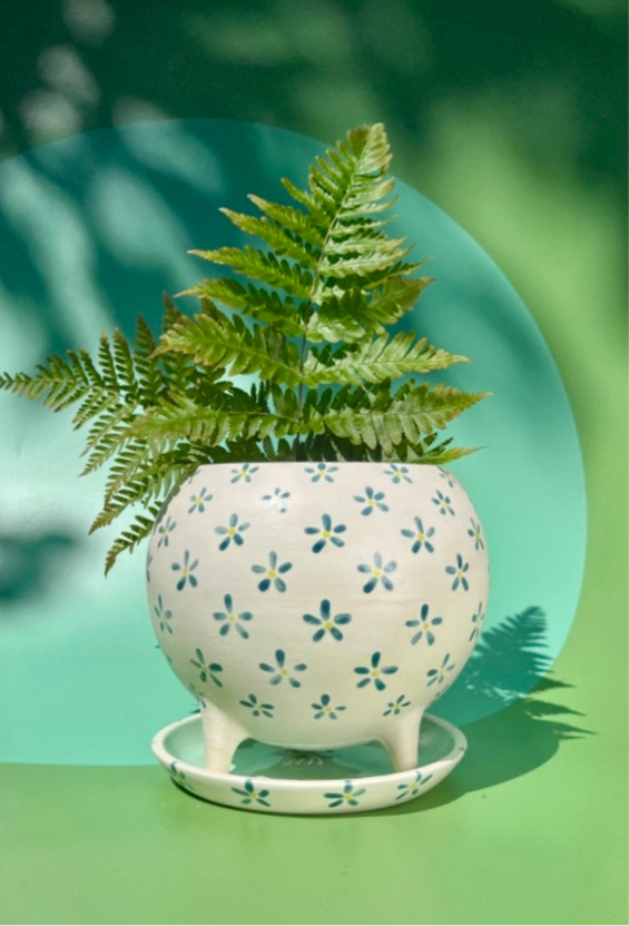 The Big Billina Planter in Teal Flower