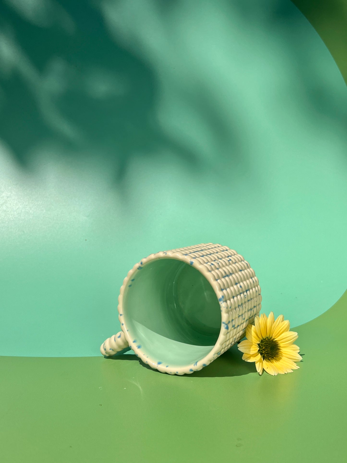 Gozarian Mug with Big Dimple Texture in Aqua Fleck