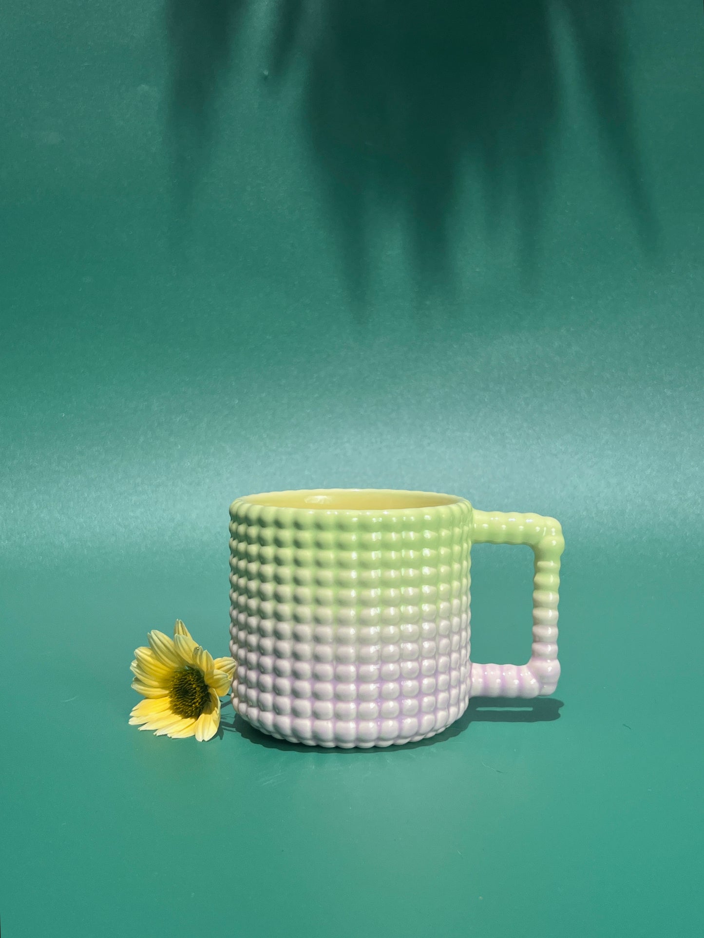 Gozarian Mug with Big Dimple Texture in Green Purple Fade