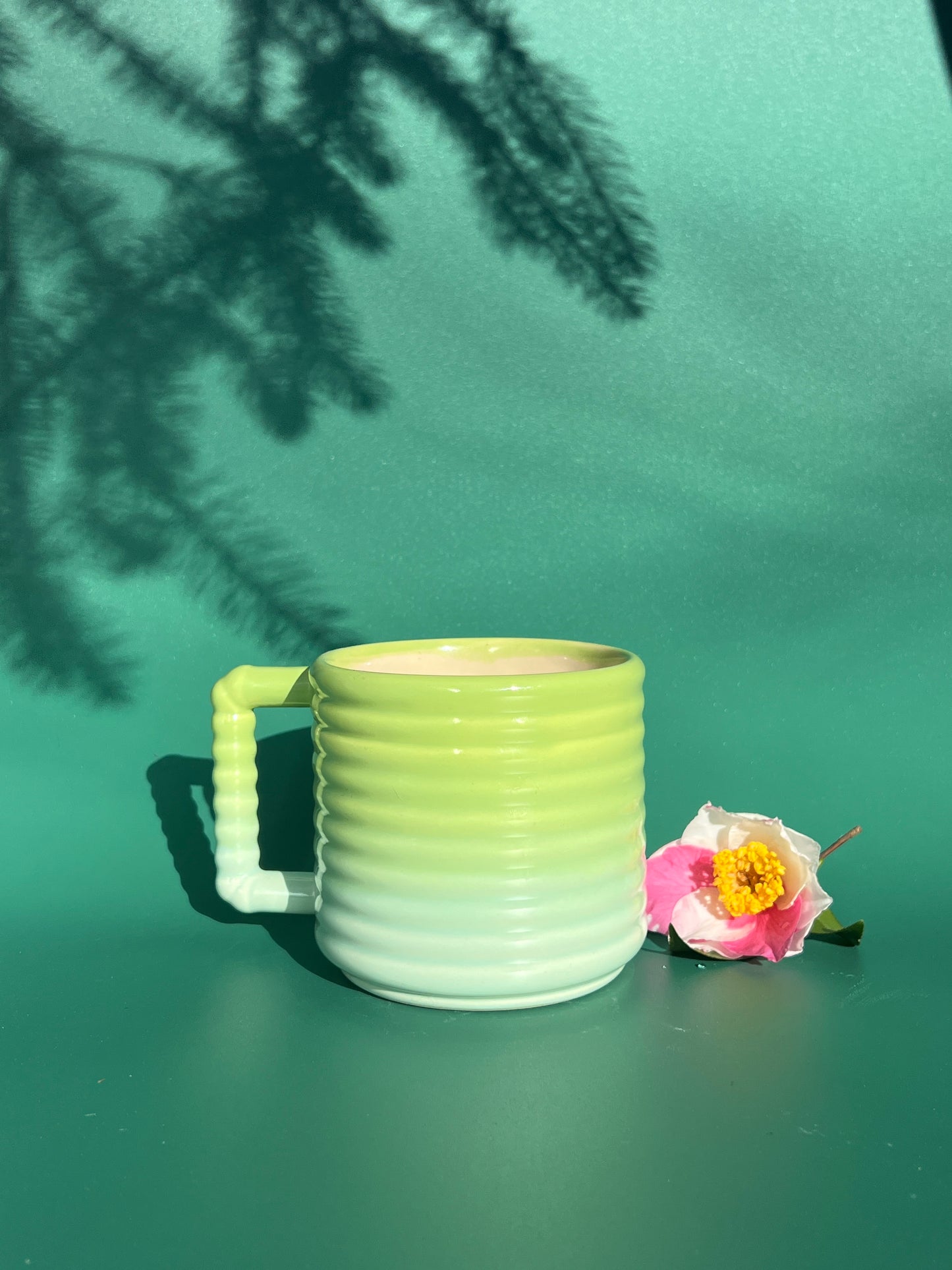 Gozarian Mug with Horizontal Texture in Green Aqua Fade