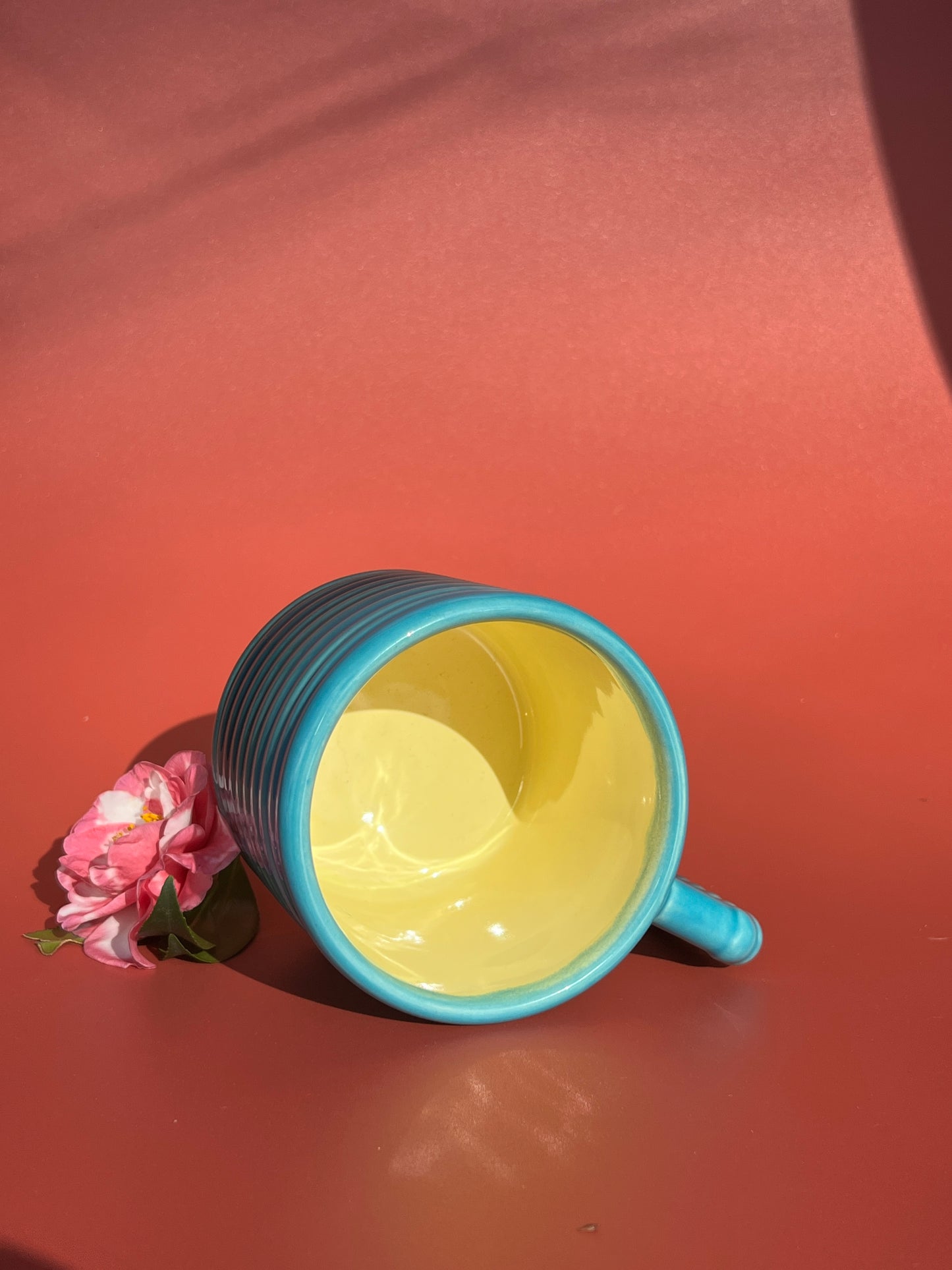 Gozarian Mug with Horizontal Texture in Deep Aqua Fade