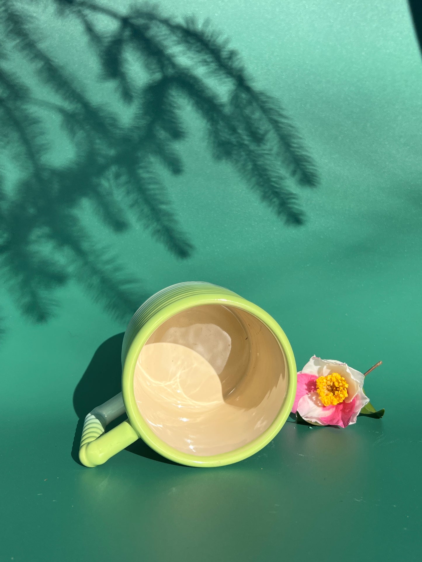 Gozarian Mug with Horizontal Texture in Green Aqua Fade