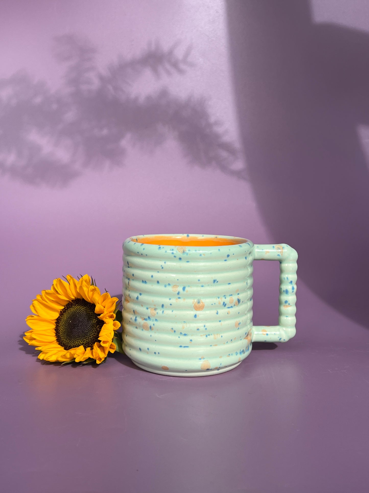 Gozarian Mug with Horizontal Texture in Orange Aqua