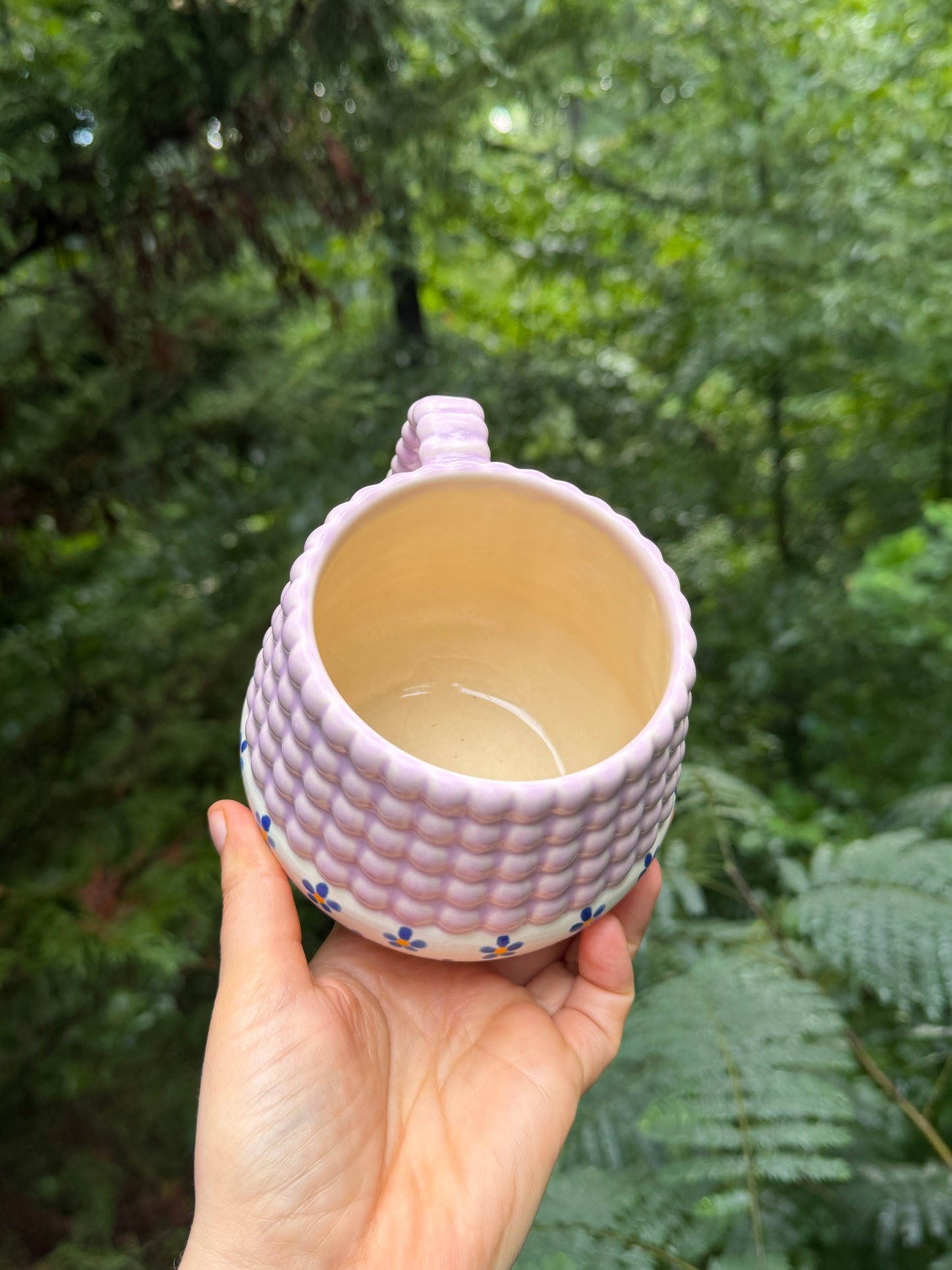 1 donation 16oz Ludo Mug with Big Dimple Top in Purple Flower