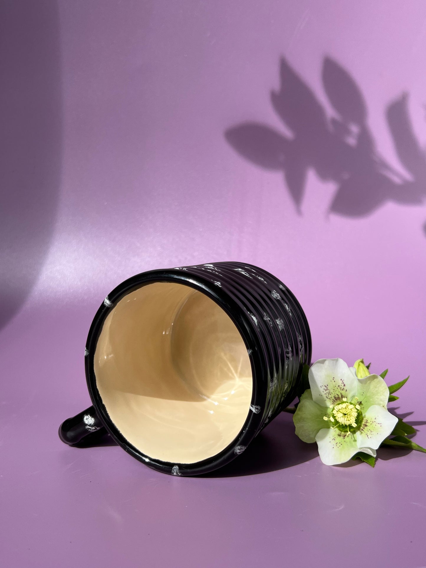 Gozarian Mug with Horizontal Texture in Black and White