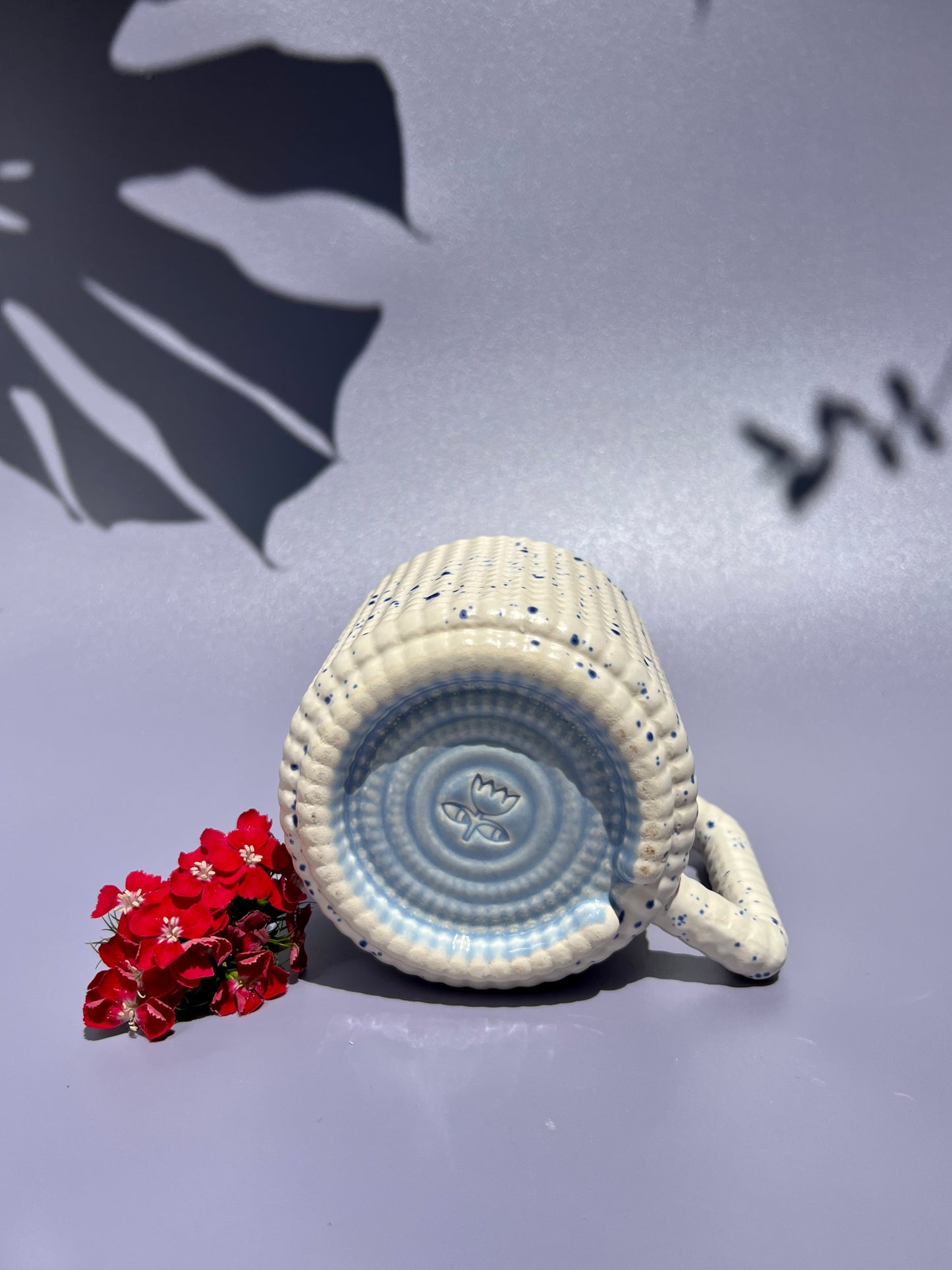 Gozarian Mug with Little Dimple Texture in Matte White and Cobalt