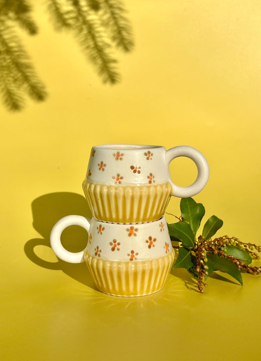 Vizzini Espresso Mug in Ochre Flower