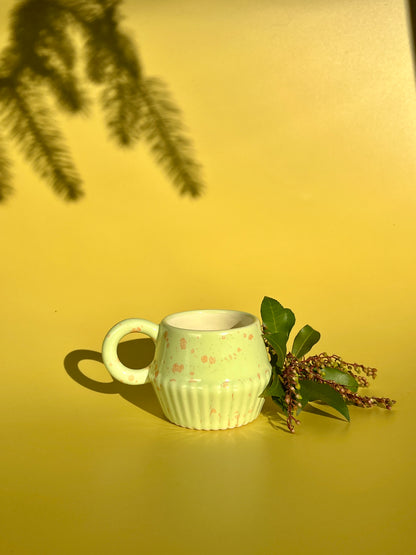 Vizzini Espresso Mug in Green and Orange Splotch