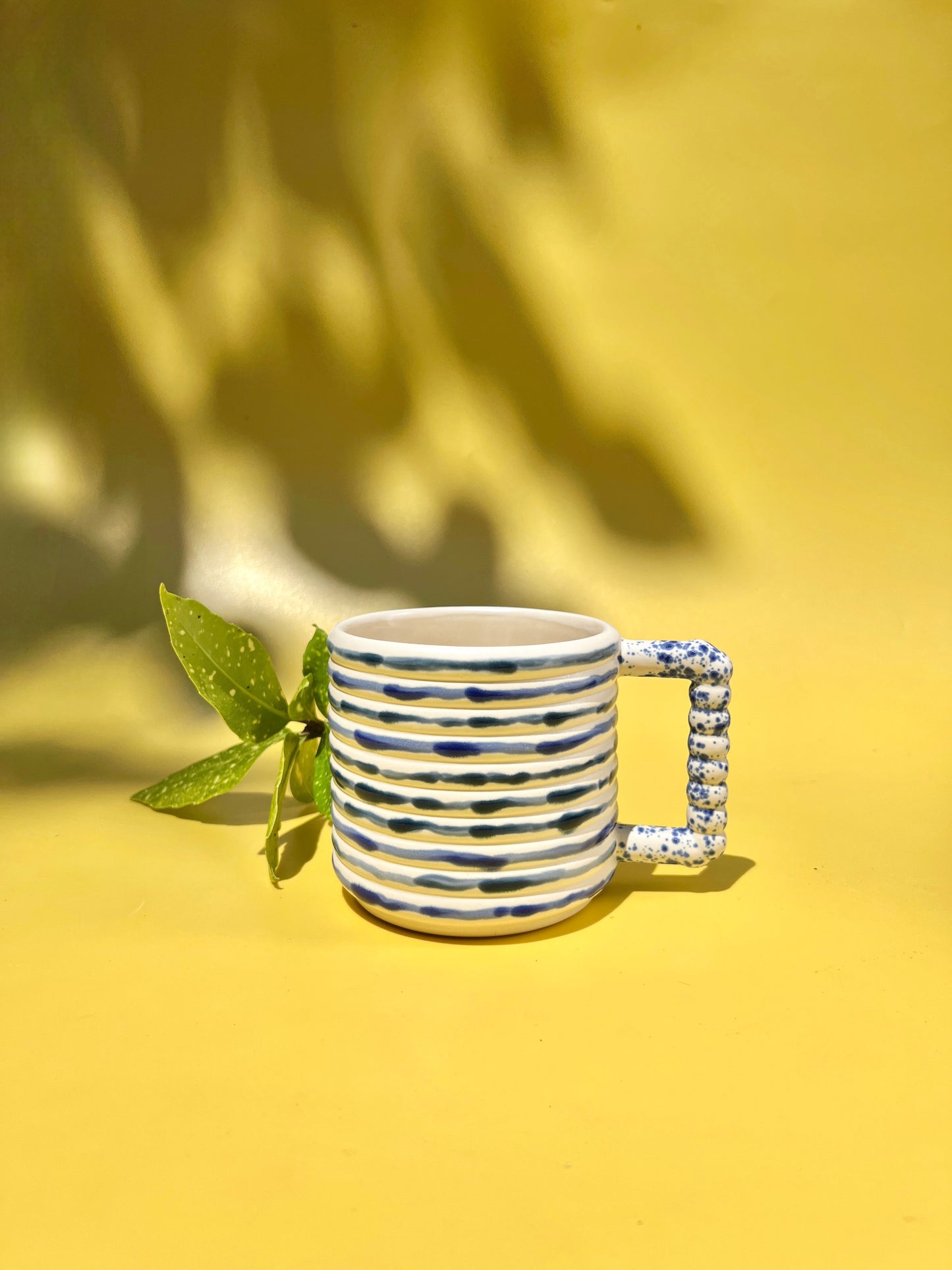 Gozarian Mug with Horizontal Texture in Cobalt Stripes