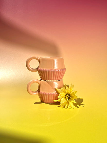 Vizzini Espresso Mug in Peach and Coral