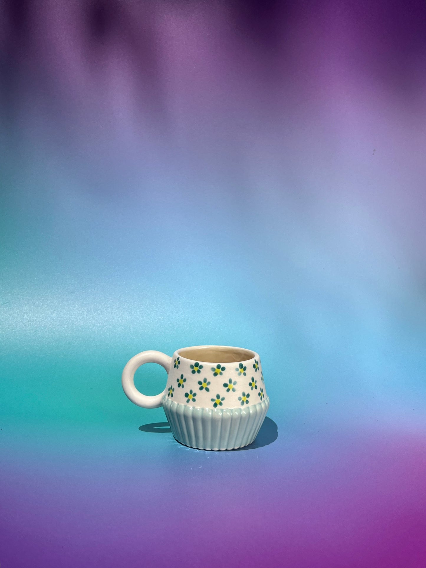4oz Vizzini Espresso Mug in Aqua Flower