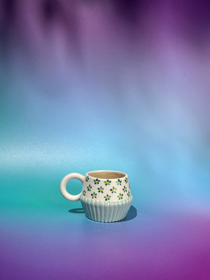 4oz Vizzini Espresso Mug in Aqua Flower