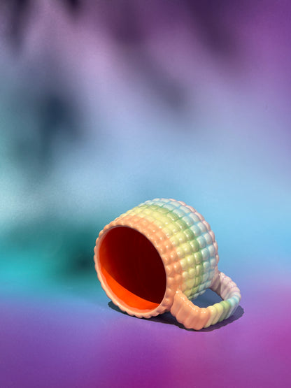 14oz Ludo Mug with All Over Big Dimple in Green Rainbow Fade