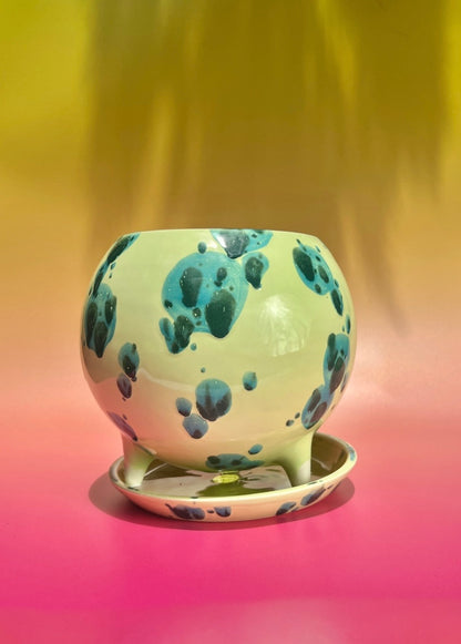 The Big Billina Planter in Aqua Splotch