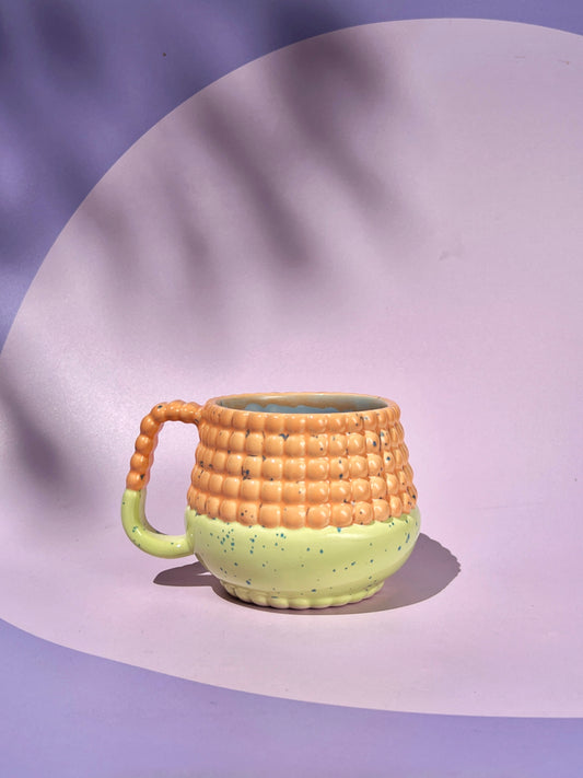 16oz Ludo Mug with Big Dimple Top in Peach Green Speck