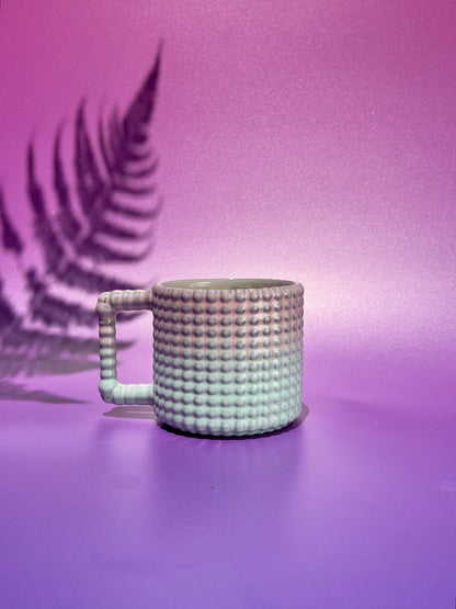 14oz Gozarian Mug with Big Dimple Texture in Birthday Fade on Black Engobe