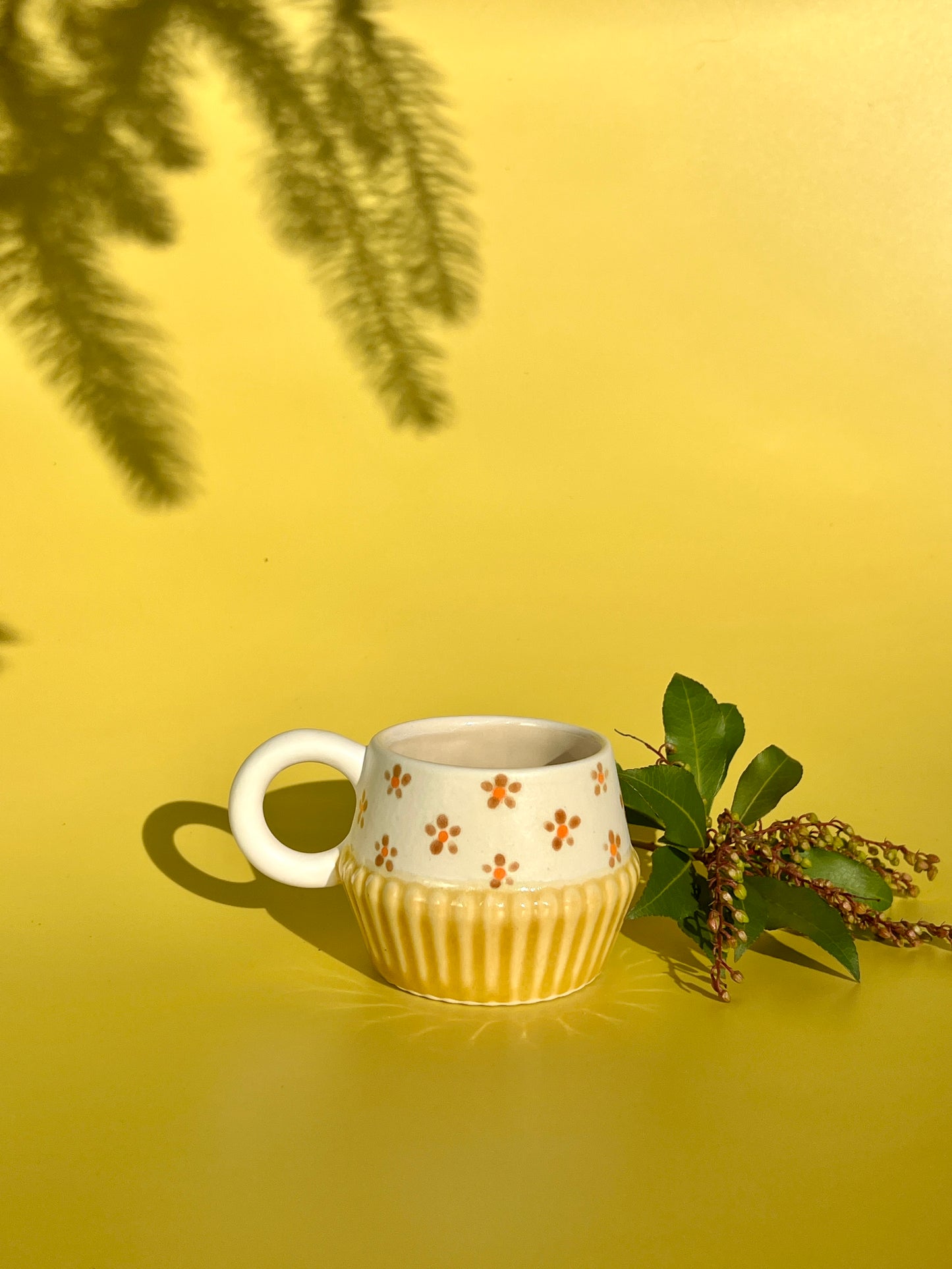 Vizzini Espresso Mug in Ochre Flower