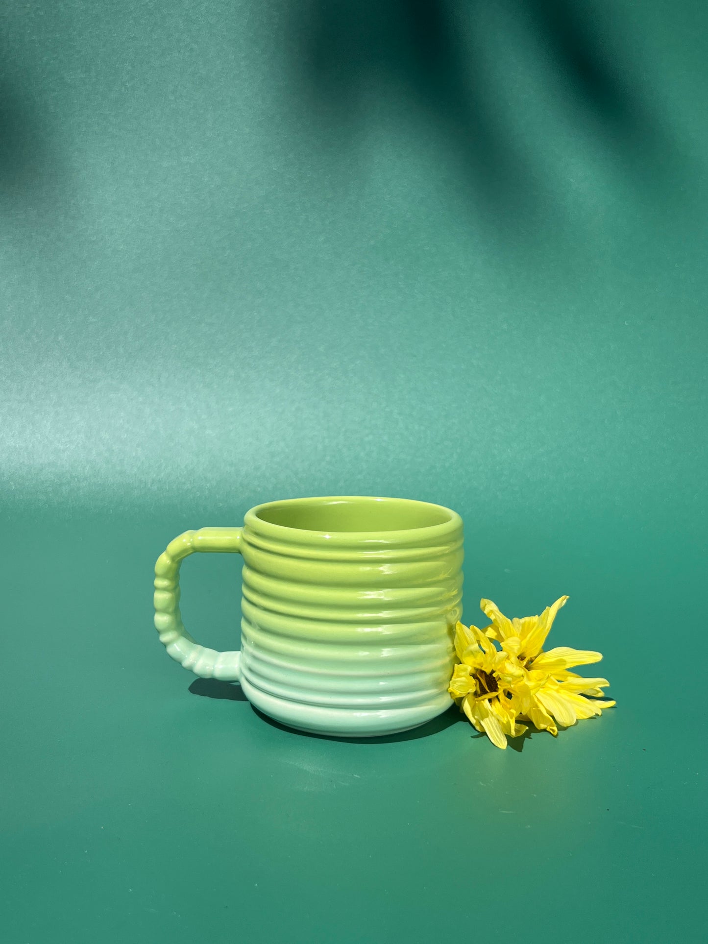 Rizzo Mug with Horizontal Texture in Green Aqua Fade