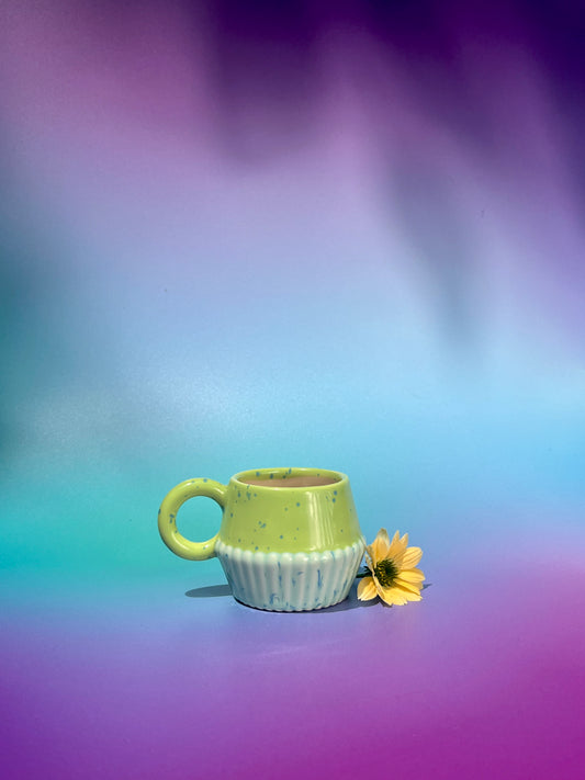 Vizzini Espresso Mug in Green Aqua Fleck