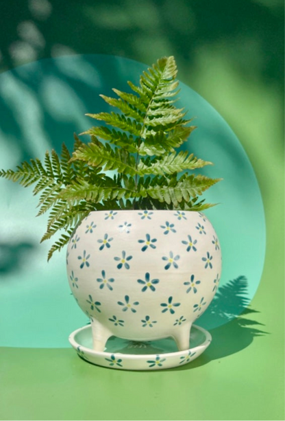 The Big Billina Planter in Teal Flower