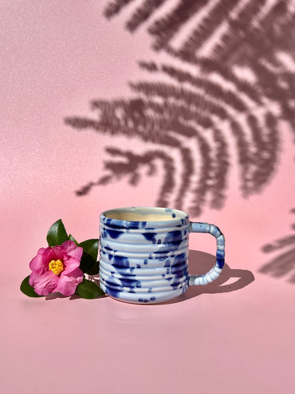 PREORDER Rizzo Mug with Horizontal Texture in Cobalt Splotch