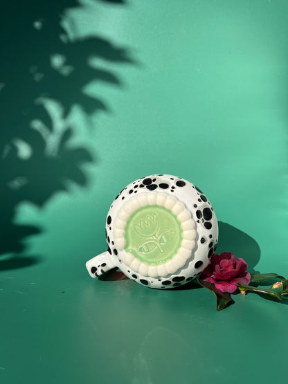 PREORDER Ludo Mug with Big Dimple Top in Fruit Punch Fade Black and White Splotch