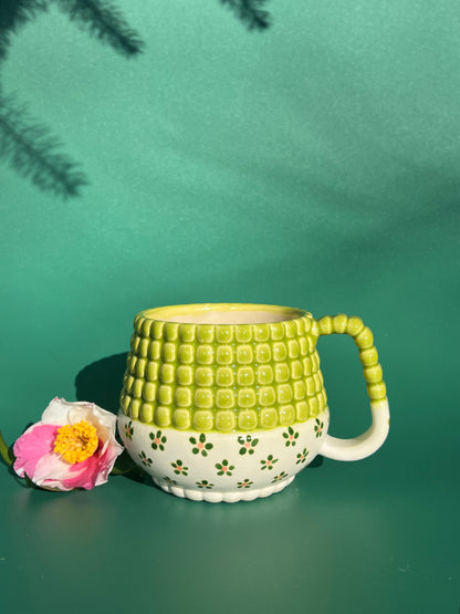 16oz Ludo Mug with Big Dimple Top in Green Flower