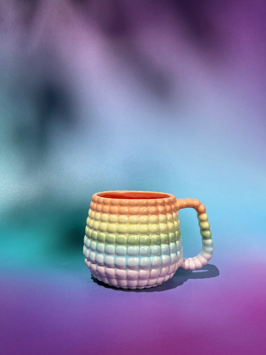 14oz Ludo Mug with All Over Big Dimple in Rainbow Fade