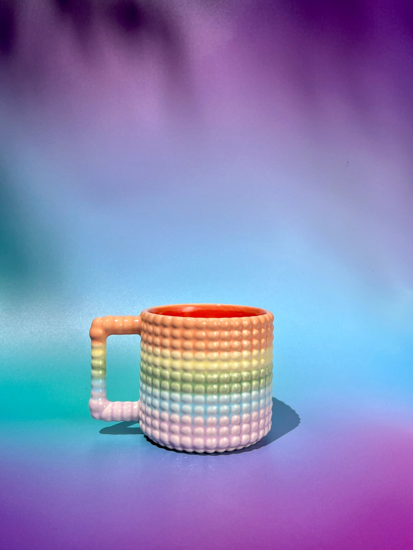 14oz Gozarian Mug with Big Dimple Texture in Rainbow Fade