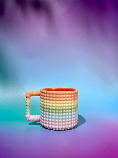 14oz Gozarian Mug with Big Dimple Texture in Rainbow Fade