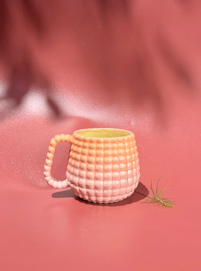 14oz Ludo Mug with All Over Big Dimple in Light Peach Pink Fade