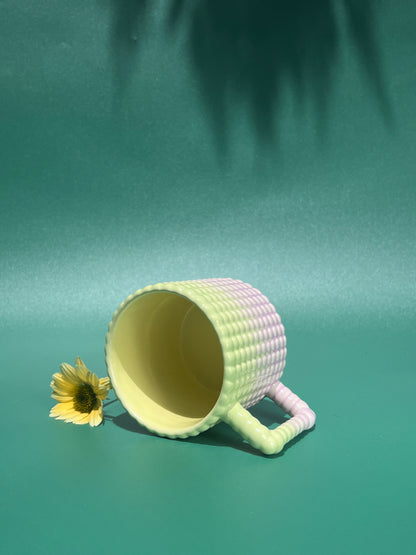 Gozarian Mug with Big Dimple Texture in Green Purple Fade