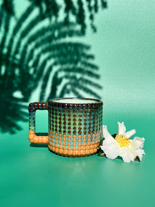 PREORDER Gozarian Mug with Big Dimple Texture in Iron over Terracotta Engobe