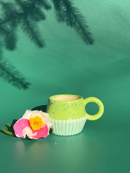 Vizzini Espresso Mug in Green Aqua Fleck