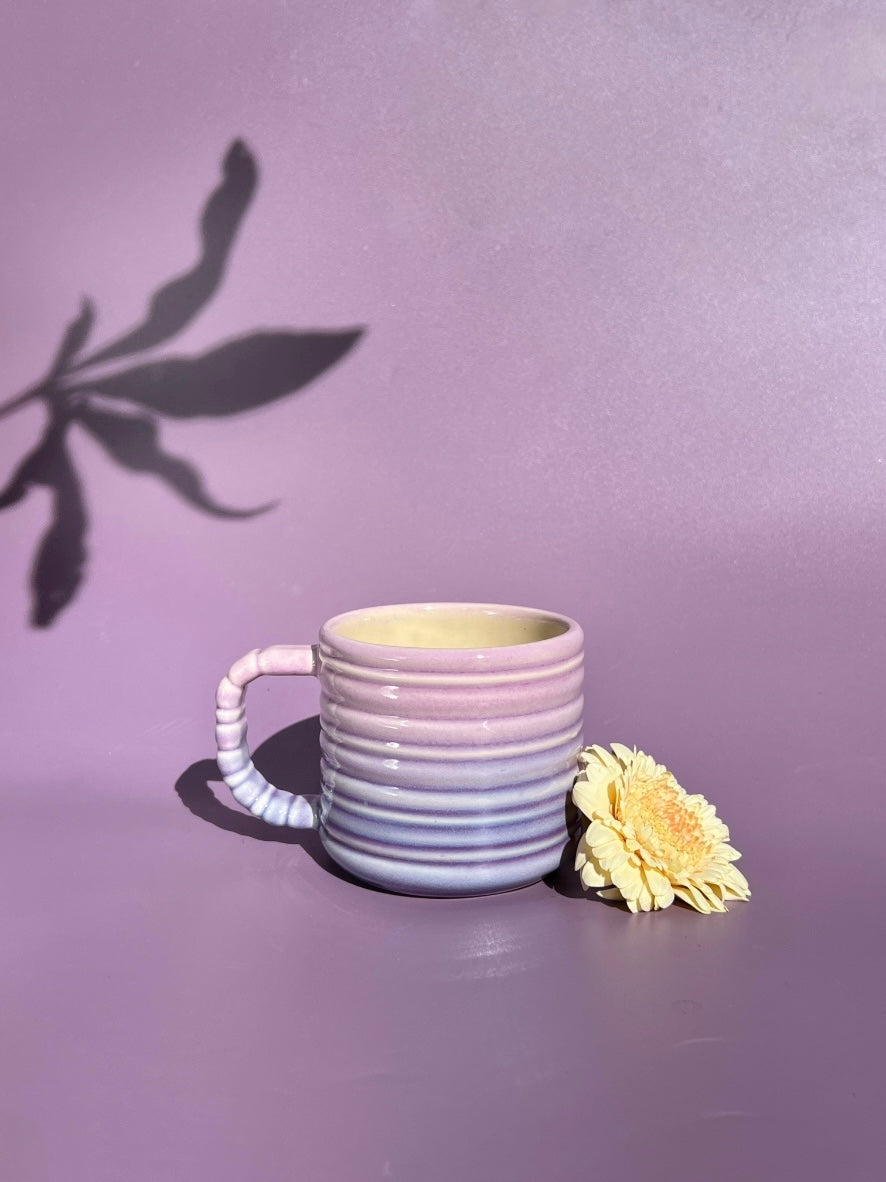 The 10oz Rizzo Mug with Horizontal Texture in Purple Fade