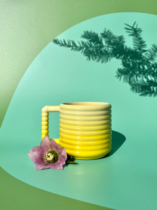 Gozarian Mug with Horizontal Texture in Yellow Fade
