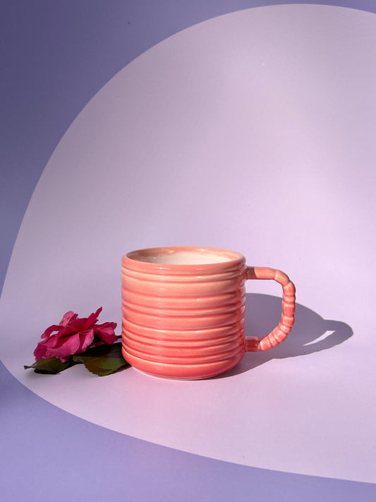 Rizzo Mug with Horizontal Texture in Coral Fade