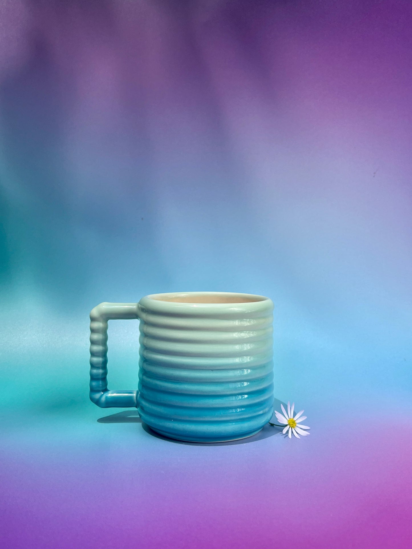Gozarian Mug with Horizontal Texture in Aqua Fade