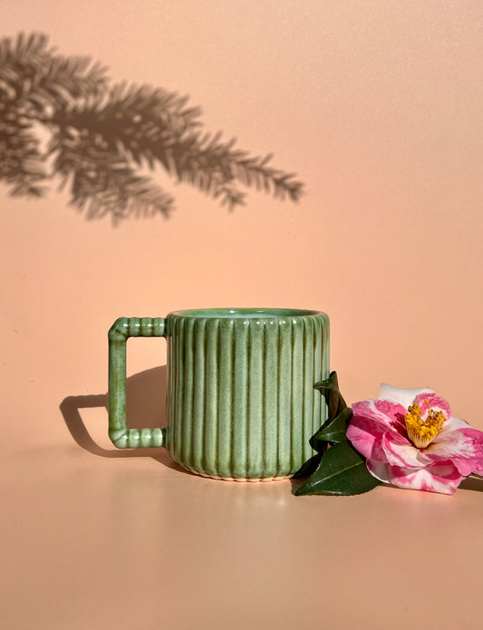 Gozarian Mug with Vertical Texture in Basque Green