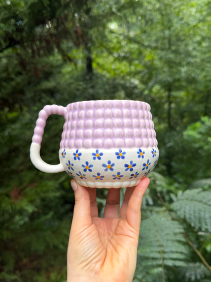 1 donation 16oz Ludo Mug with Big Dimple Top in Purple Flower