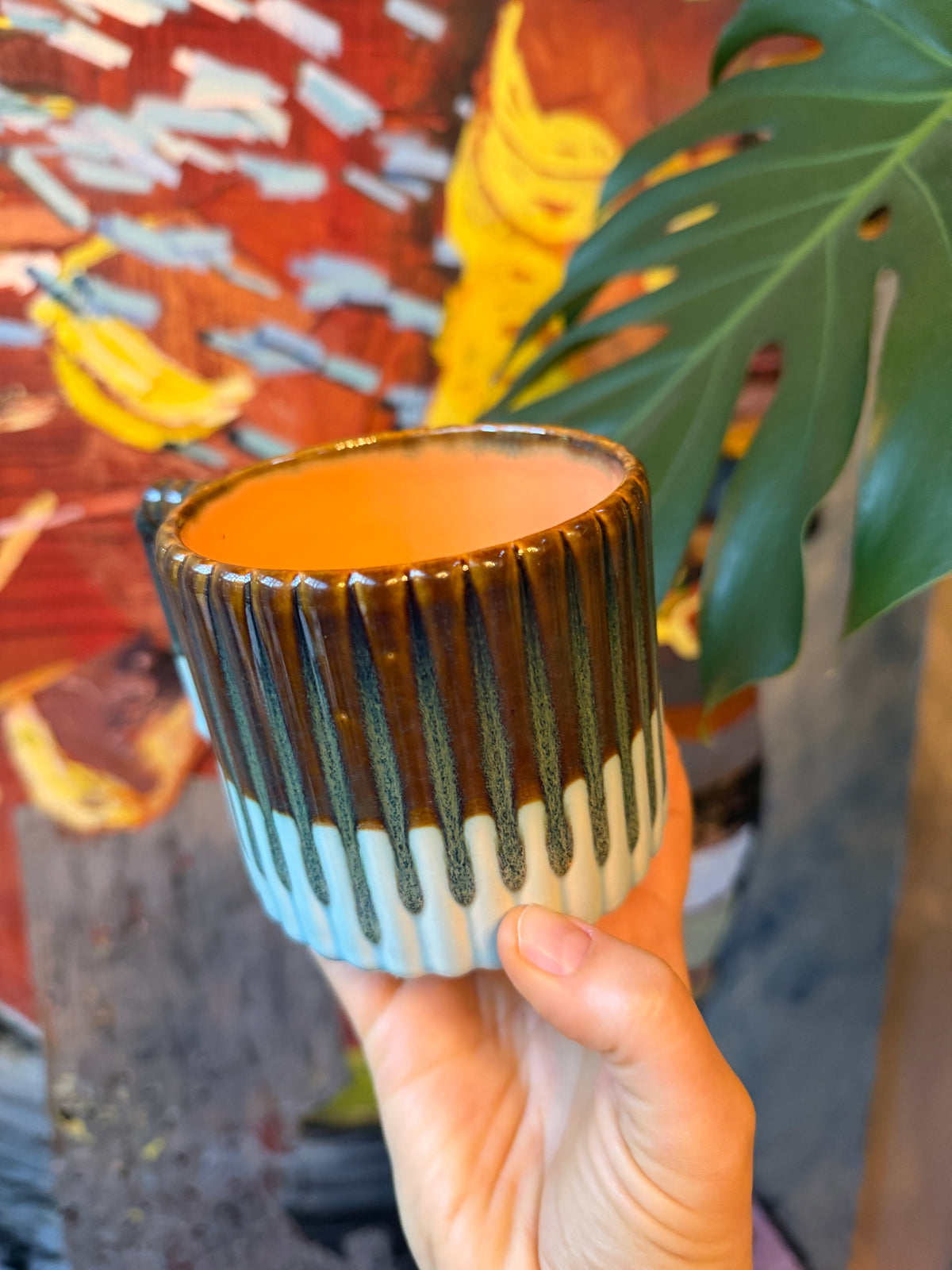 1 WONKY 14oz Gozarian Mug with Vertical Texture in Iron and Aqua