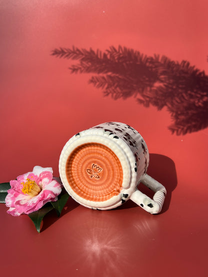 Gozarian Mug with Little Dimple Texture in White and Black Splotch