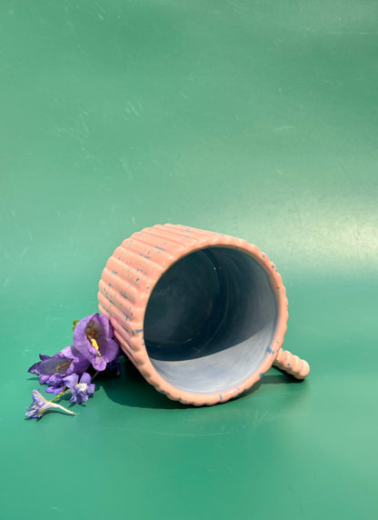 Gozarian Mug with Vertical Texture in Pink and Aqua Fleck