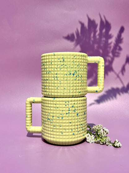 ♥PREORDER♥ Gozarian Mug with Little Dimple Texture in Mint and Aqua Fleck
